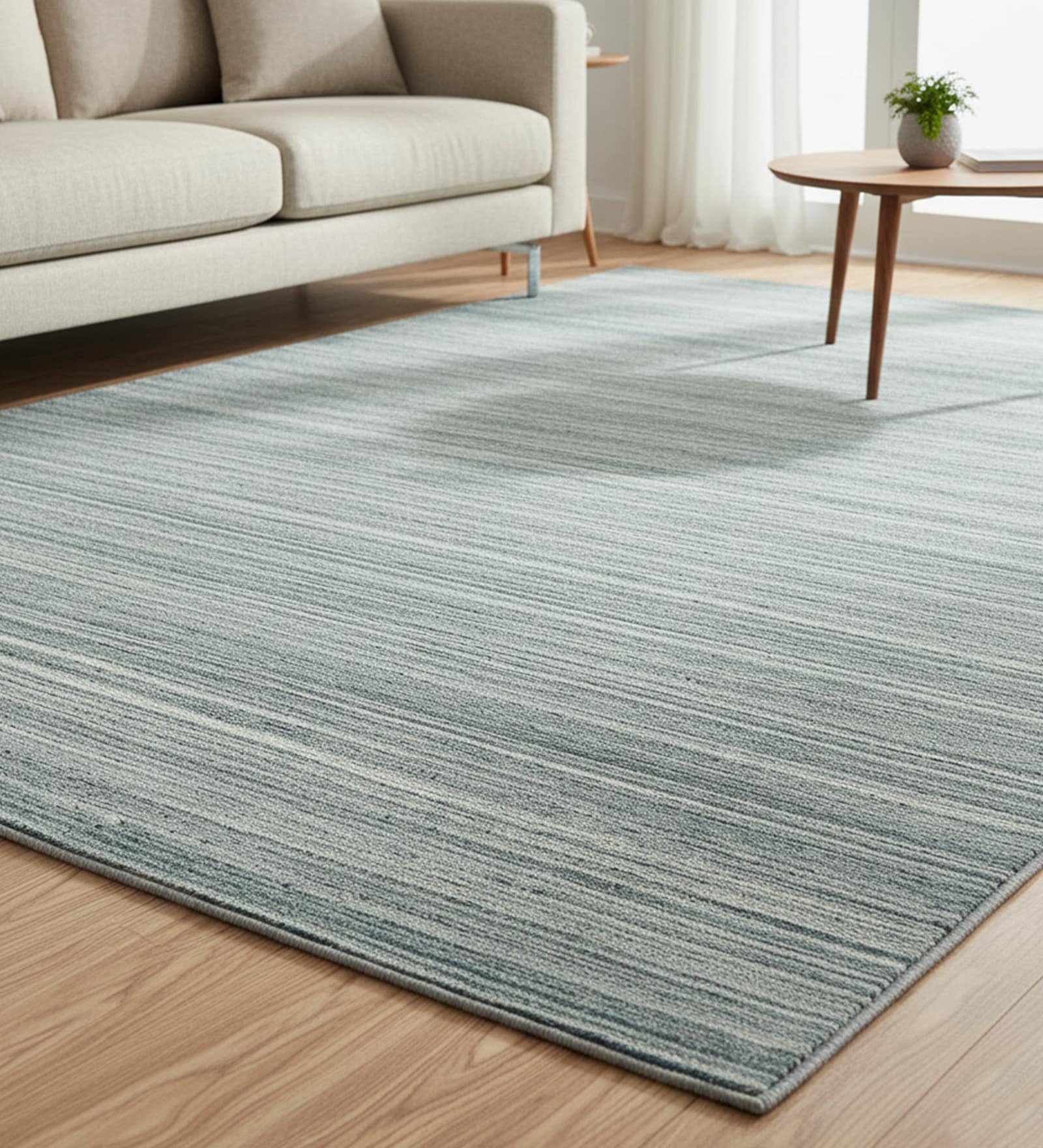 Blue Texture Wool 12x15 Feet Handmade Rectangle Carpet