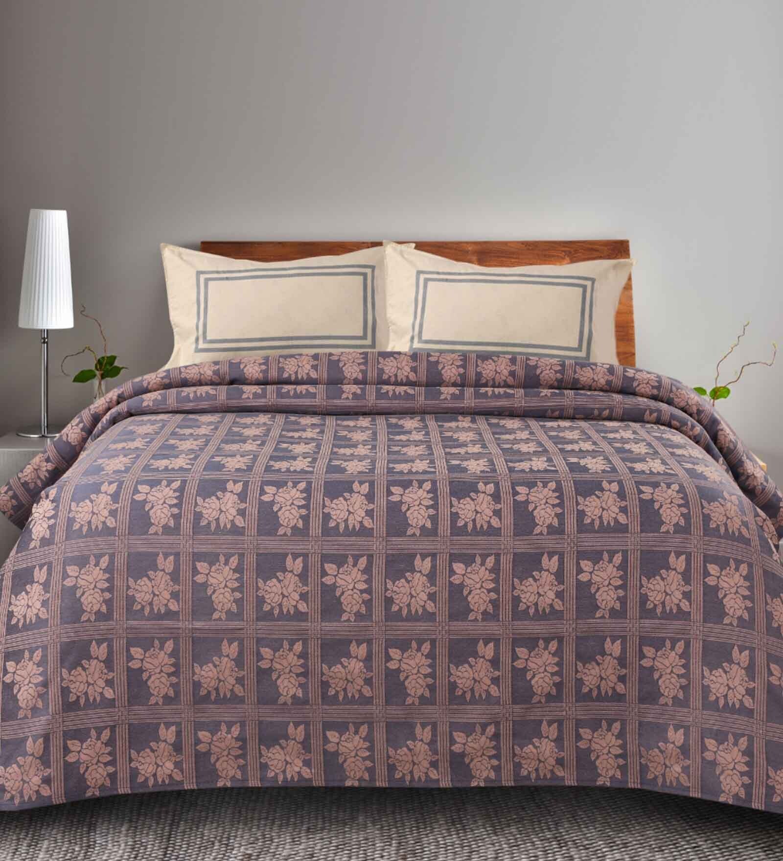 Blue Floral 144 TC 100% Cotton King Sized Bed Sheets with 2 Pillow Covers