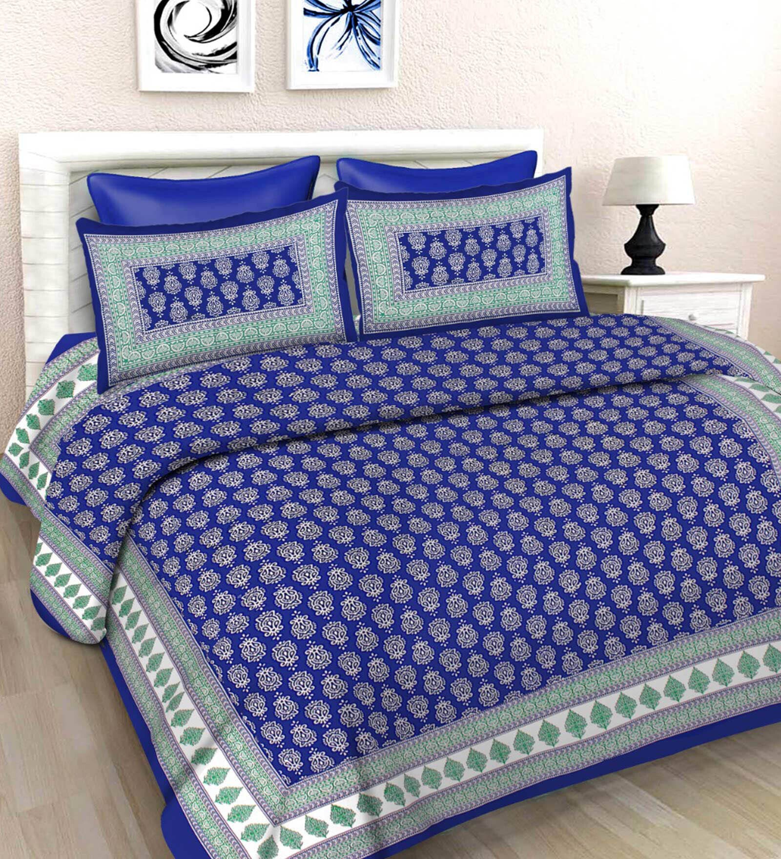 Buy Blue Traditional 160 TC Cotton Cotton Ethnic Printed Jaipuri Double