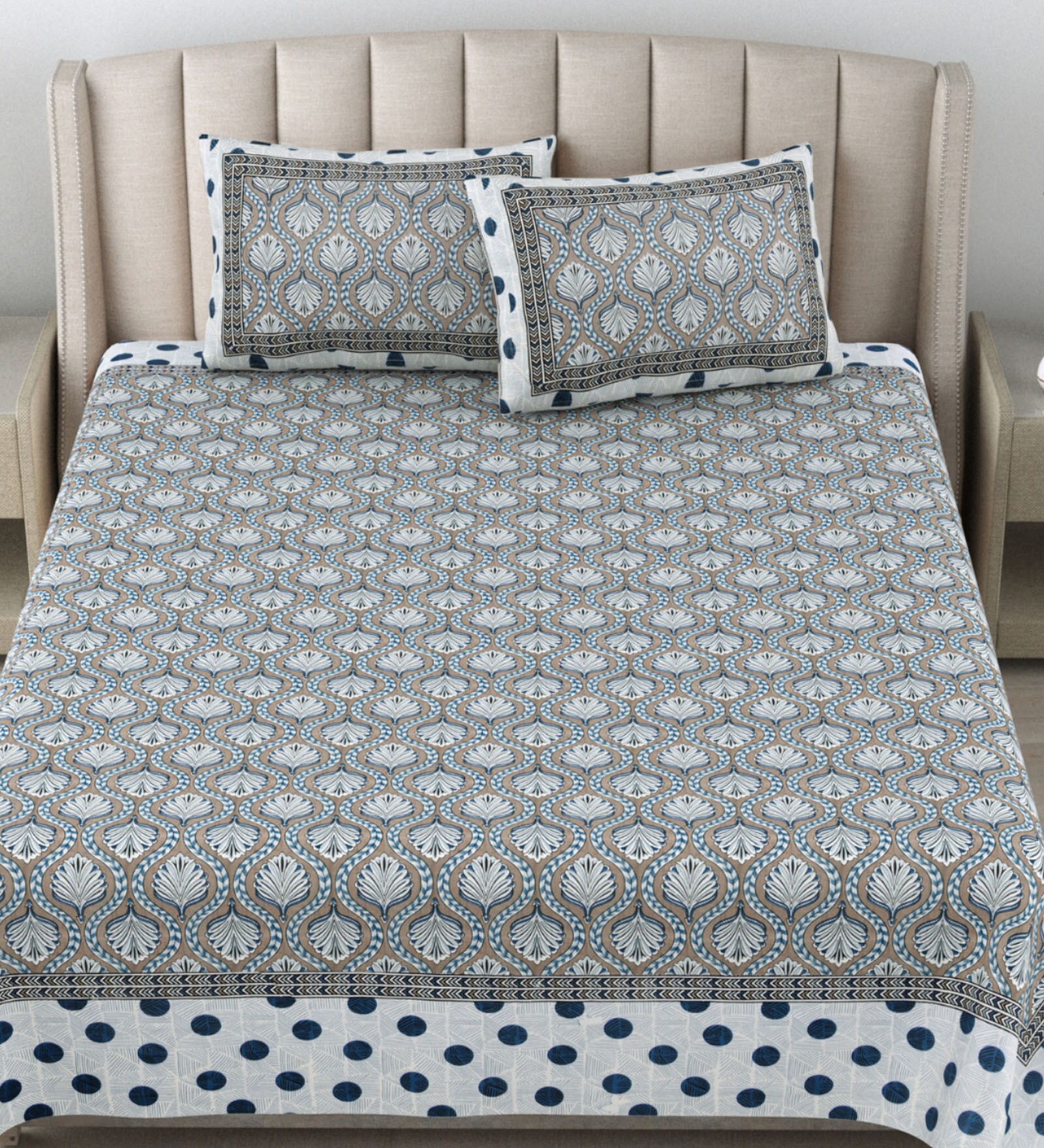 Blue Traditional 180 TC Cotton Printed Bedsheet With Two Pillow Covers For Queen Bed (Wildlife Printed ,Blue ,153 GSM) Blue Traditional 180 TC Cotton Printed Bedsheet With Two Pillow Covers For Queen Bed (Wildlife Printed ,Blue ,153 GSM)