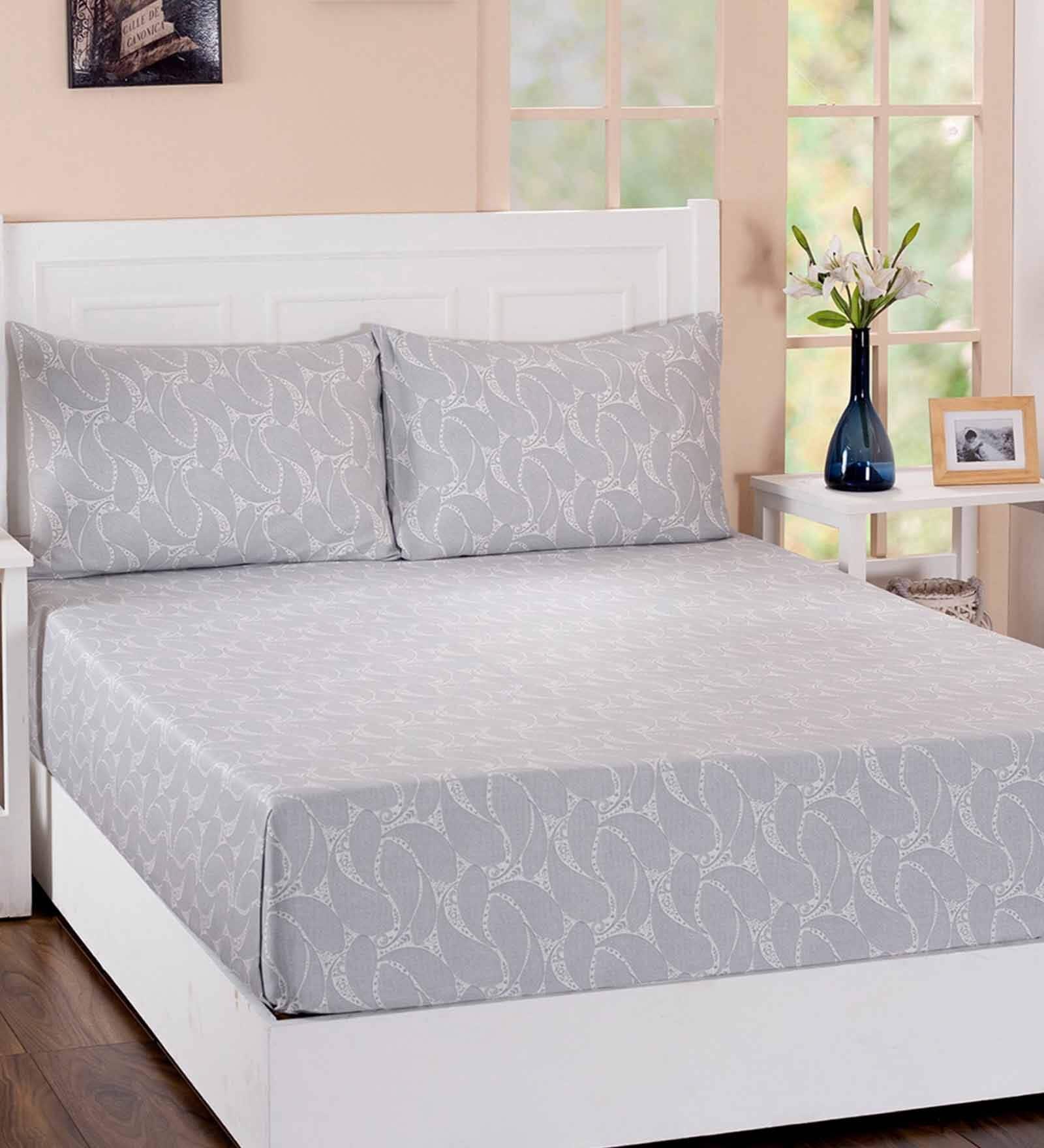 Blue Traditional 210 TC Cotton 1 Single Bedsheet With 1 Pillow Cover Folklore Collection