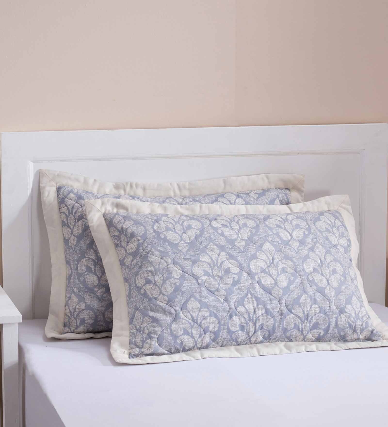 Blue Traditional 210 TC Cotton Set of 2 Pillow Shams Folklore Collection