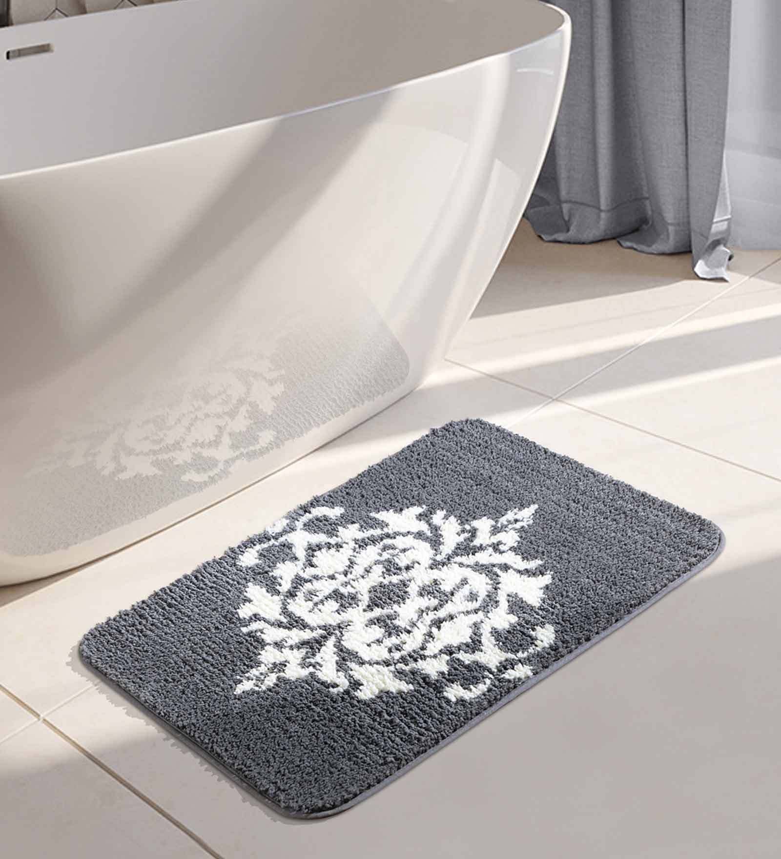 Blue Traditional Polyester 28x20 Inches AntiSkid Bath Mat