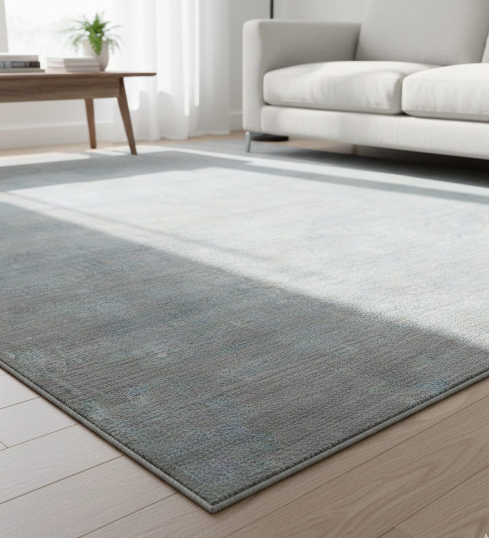 Blue Transitional Raw Handspun NZ  Wool & Raw Handspun Silk 2x3 Feet Handmade  Dhurrie