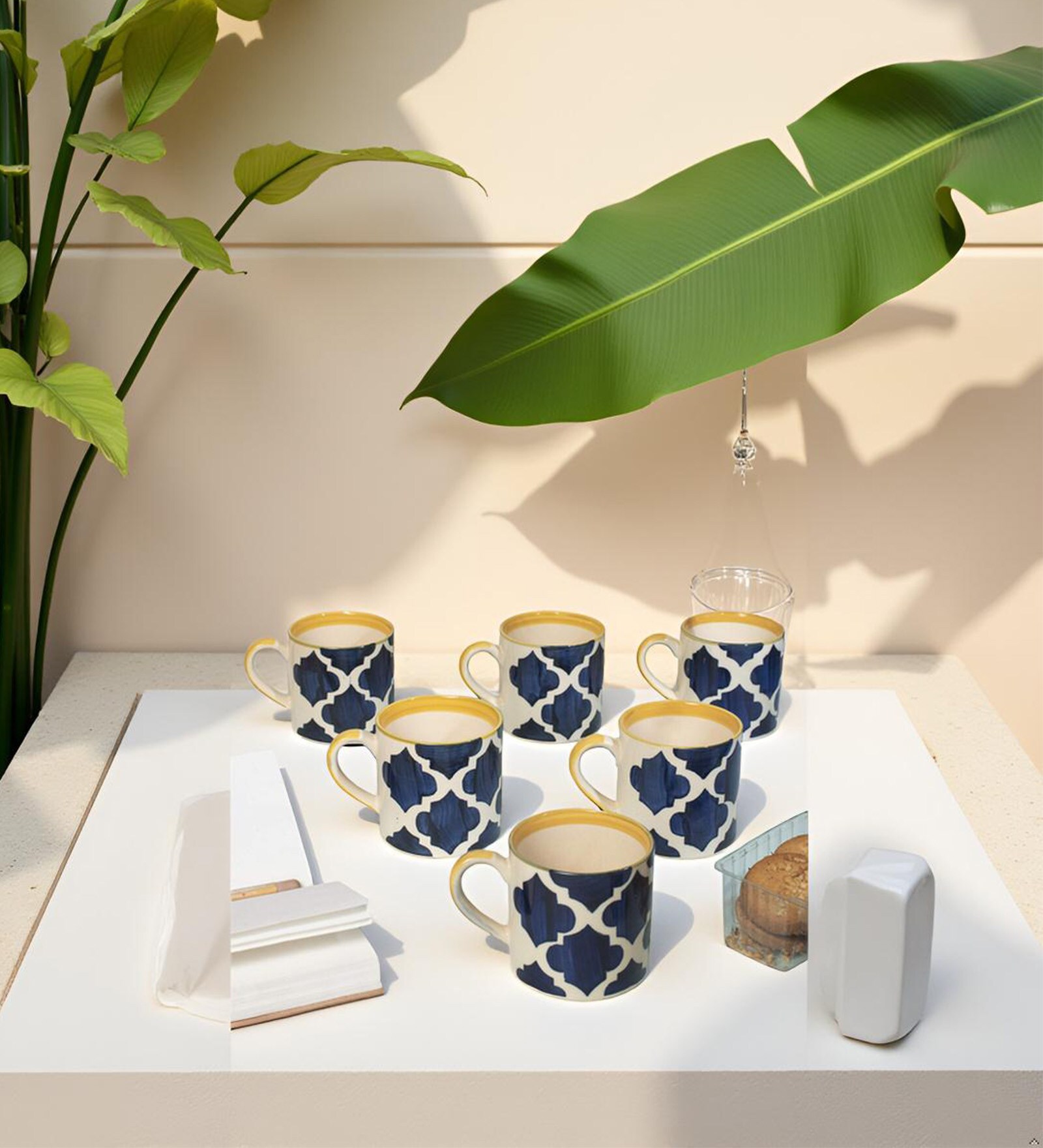 Blue Umrao Coffee Cup Set of 6(190 ML Each) Microwave Safe