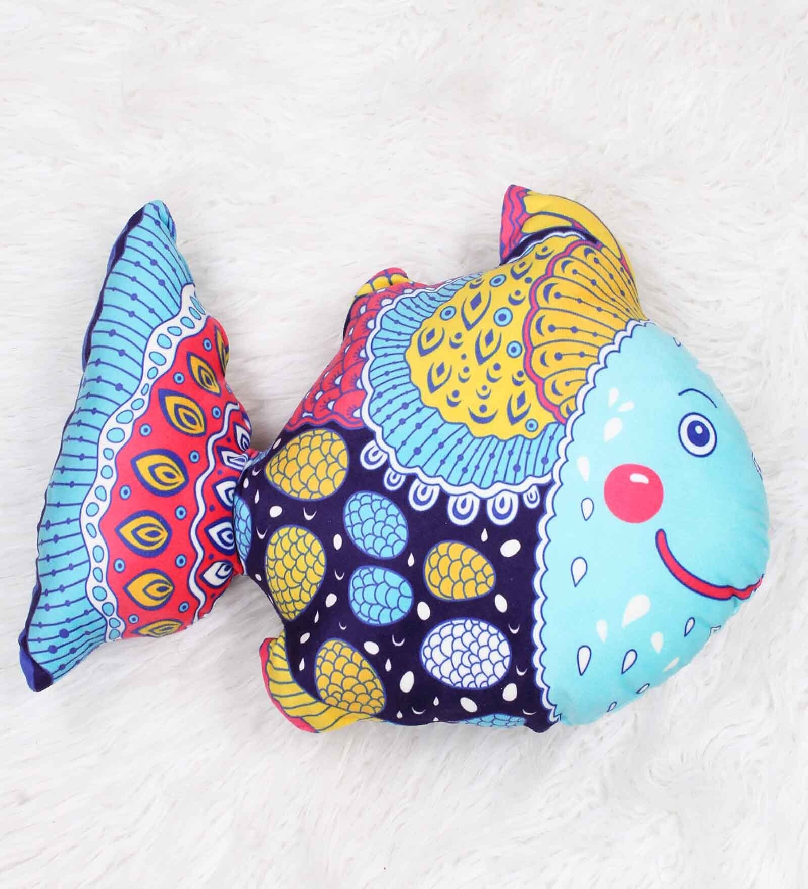 Blue Velvet Fish Shaped Cushion