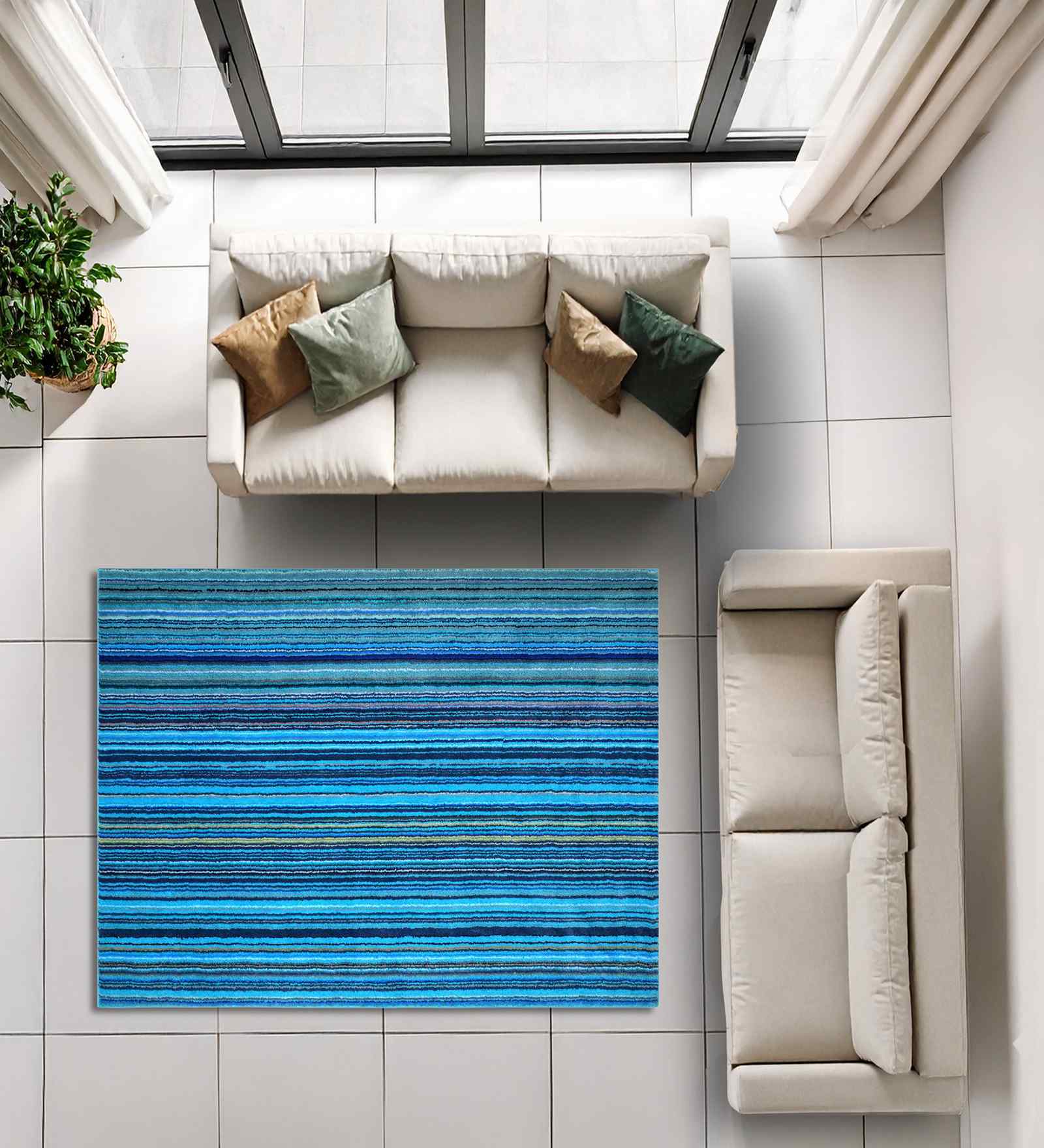 Blue Vibe Microfiber Backing 4X6 Ft Carpet