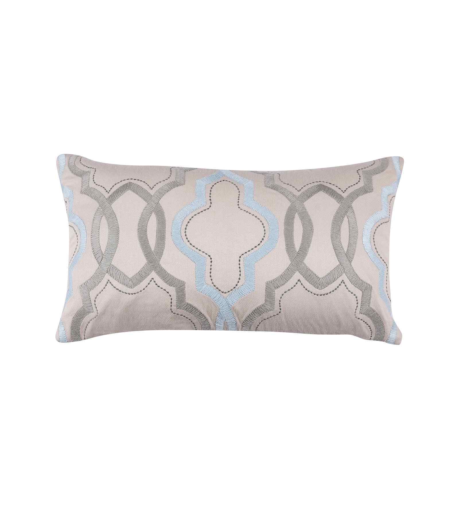 Blue Viscose Embroidery 14x24 inches Rectangle Cushion Cover