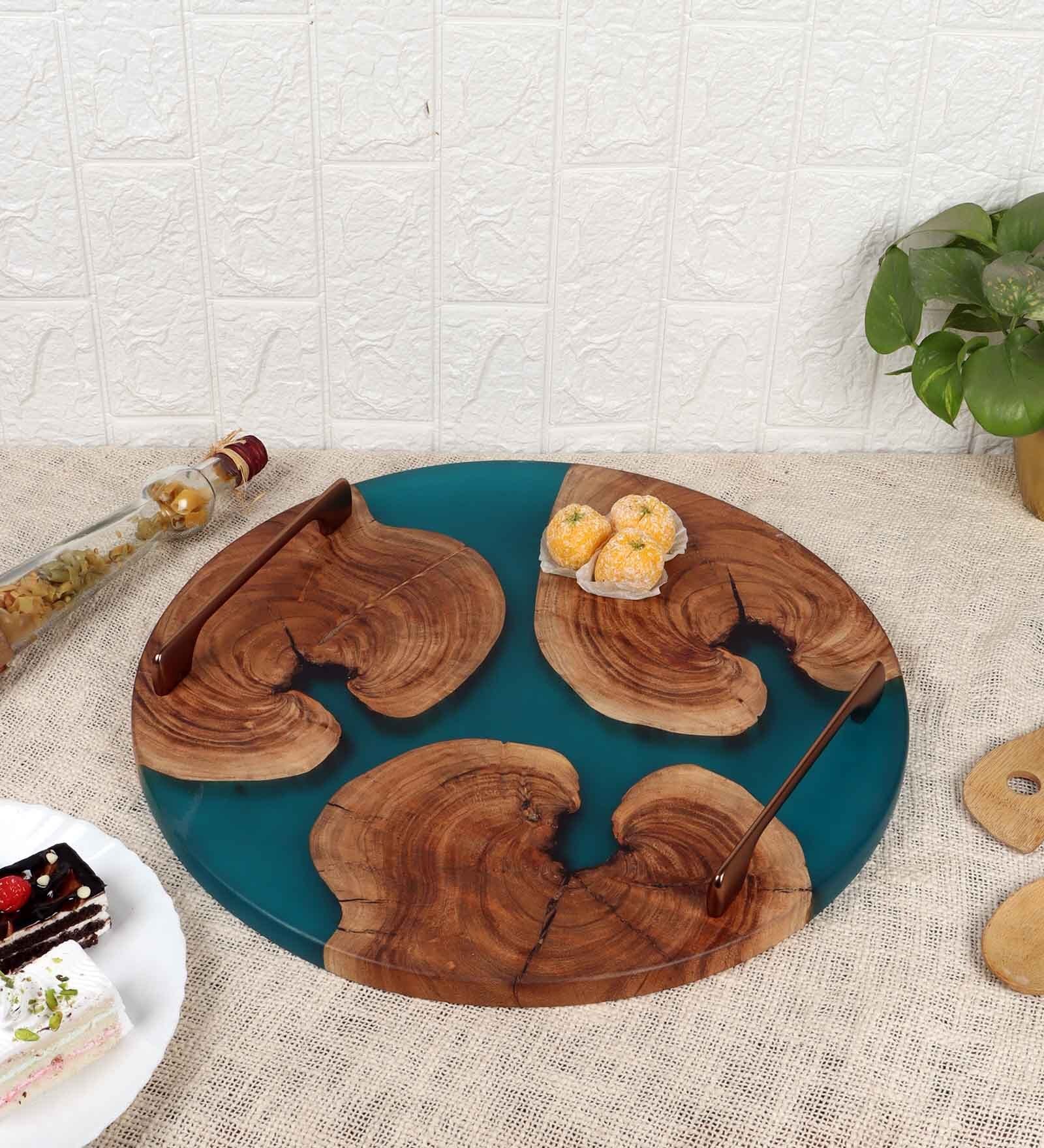 Blue Wood Handcrafted Appetizer Platter