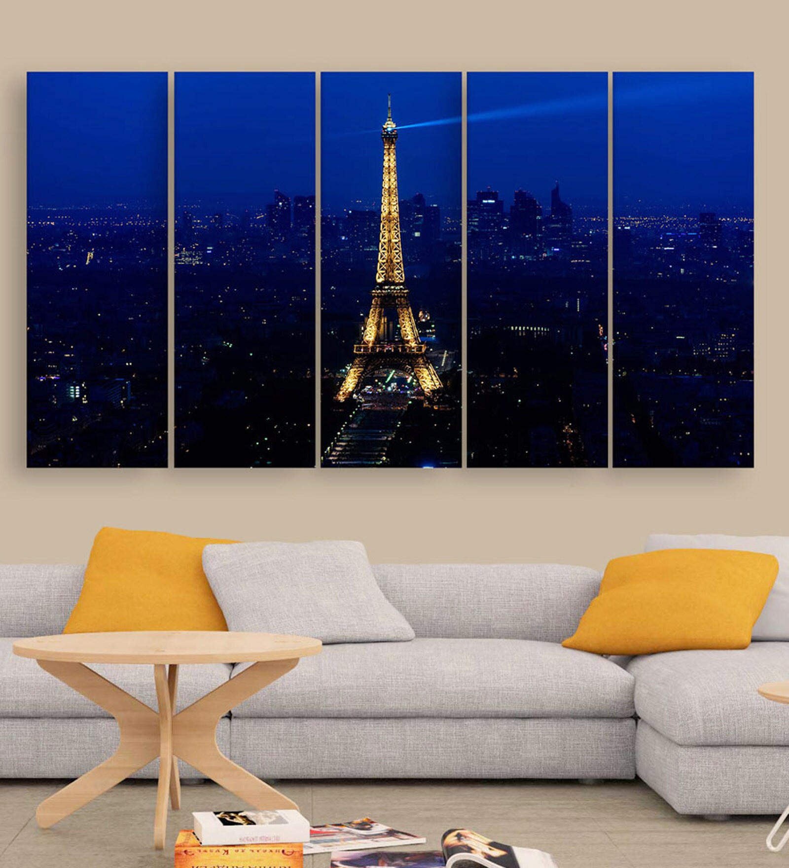 Blue Wood Multiple Frames Beautiful Eiffel Tower Art Panels