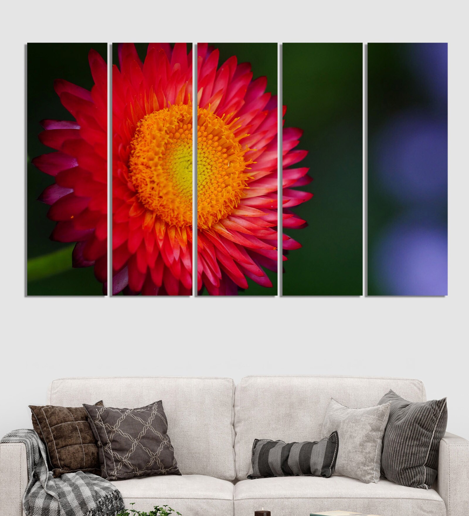 Blue Wood Multiple Frames Beautiful Flowers Art Panels