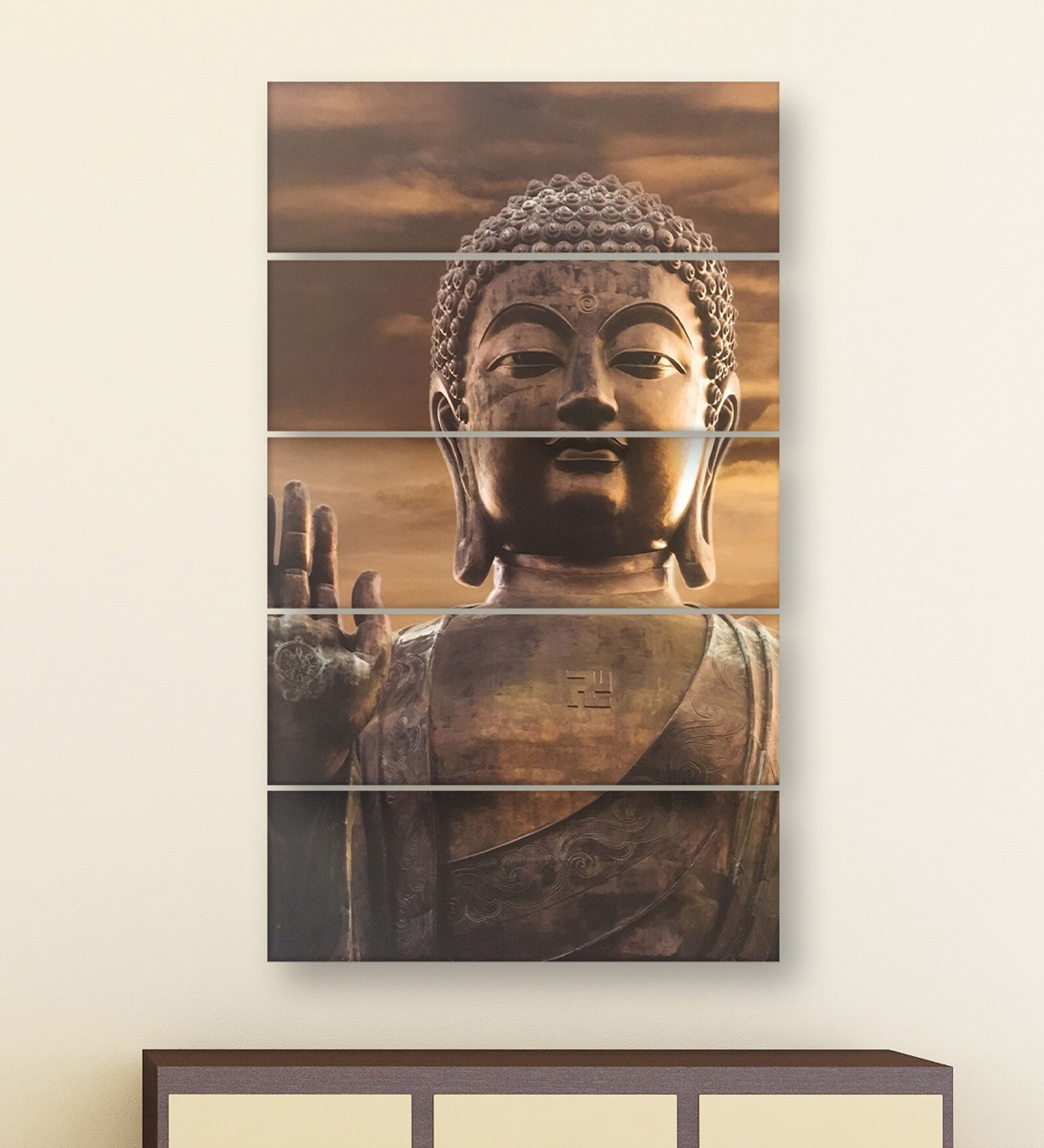 Blue Wood Multiple Frames Buddha Beautiful Art Panels
