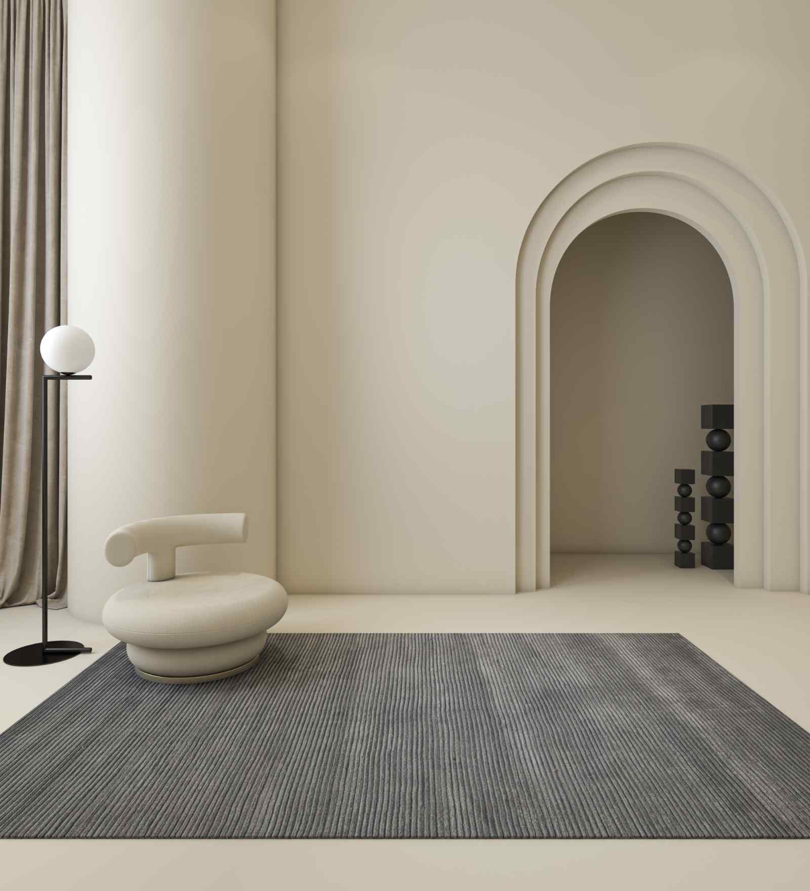 Blue Wool Blend Solid 4 ft x 6 ft Hand Woven Carpet