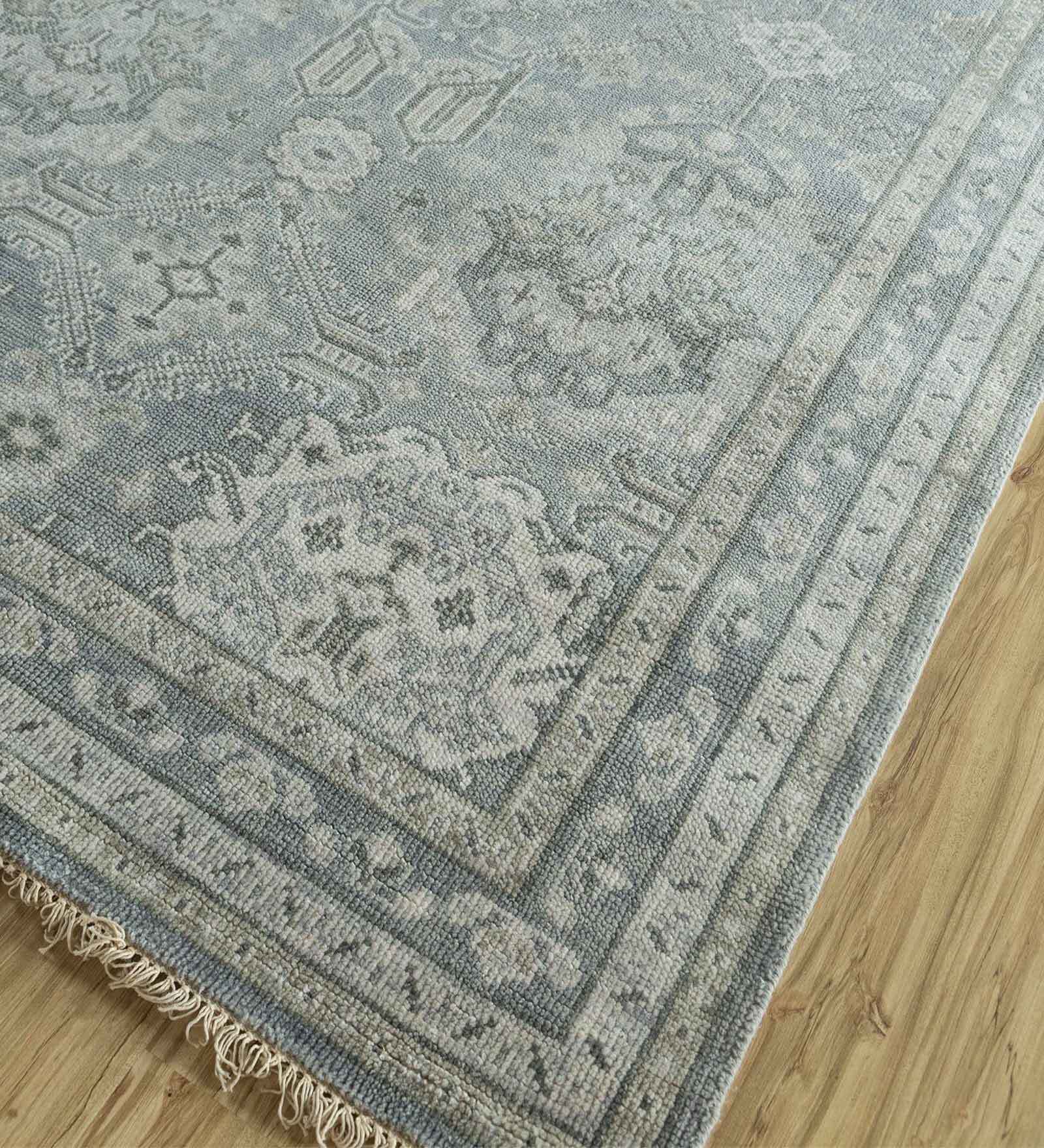 Blue Persian Wool 8 ft x 10 ft Hand Knotted Carpet
