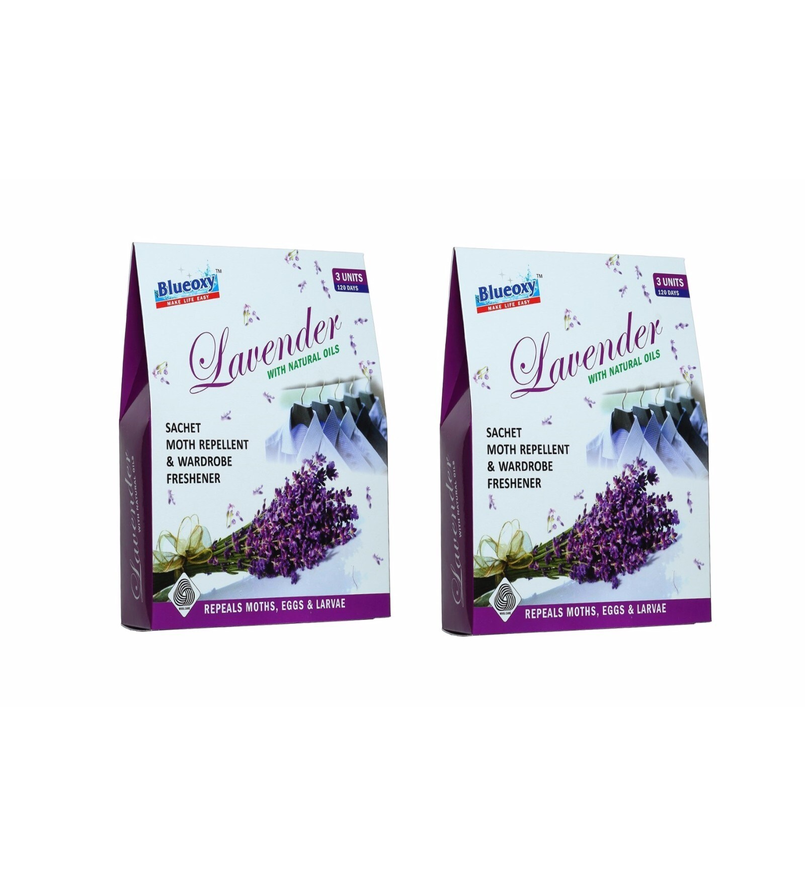 Buy Blueoxy Moth Repellent Wardrobe Freshener Sachets with Lavender Fragrance Set of 2 Online