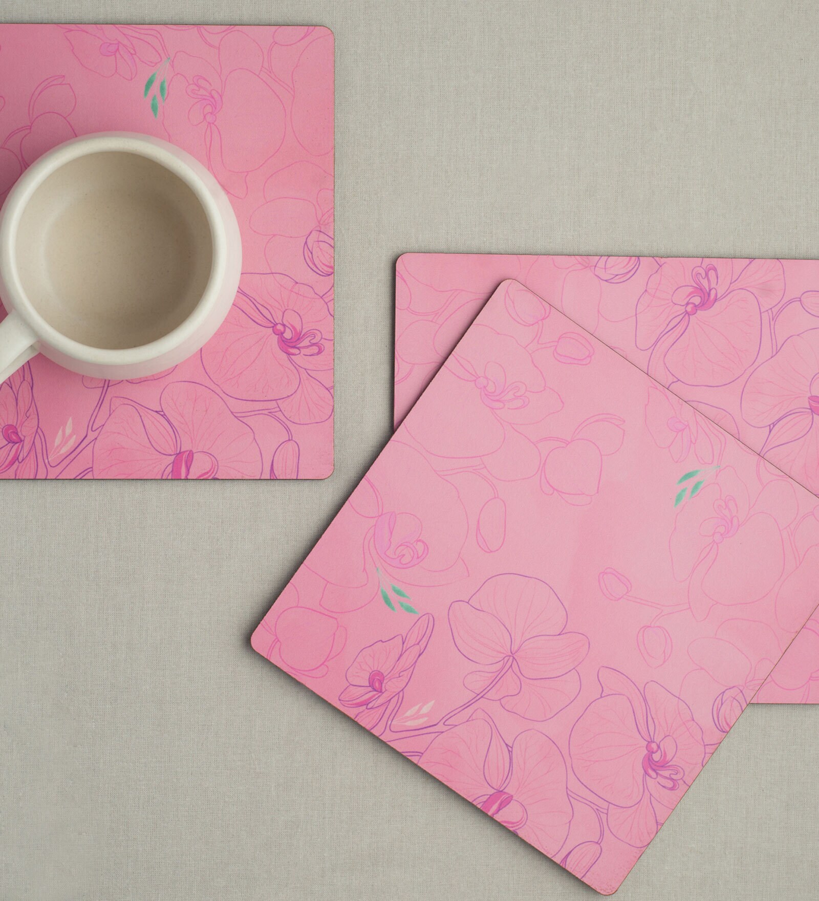 Blush Pink Handcrafted MDF (Set of 3) Trivets