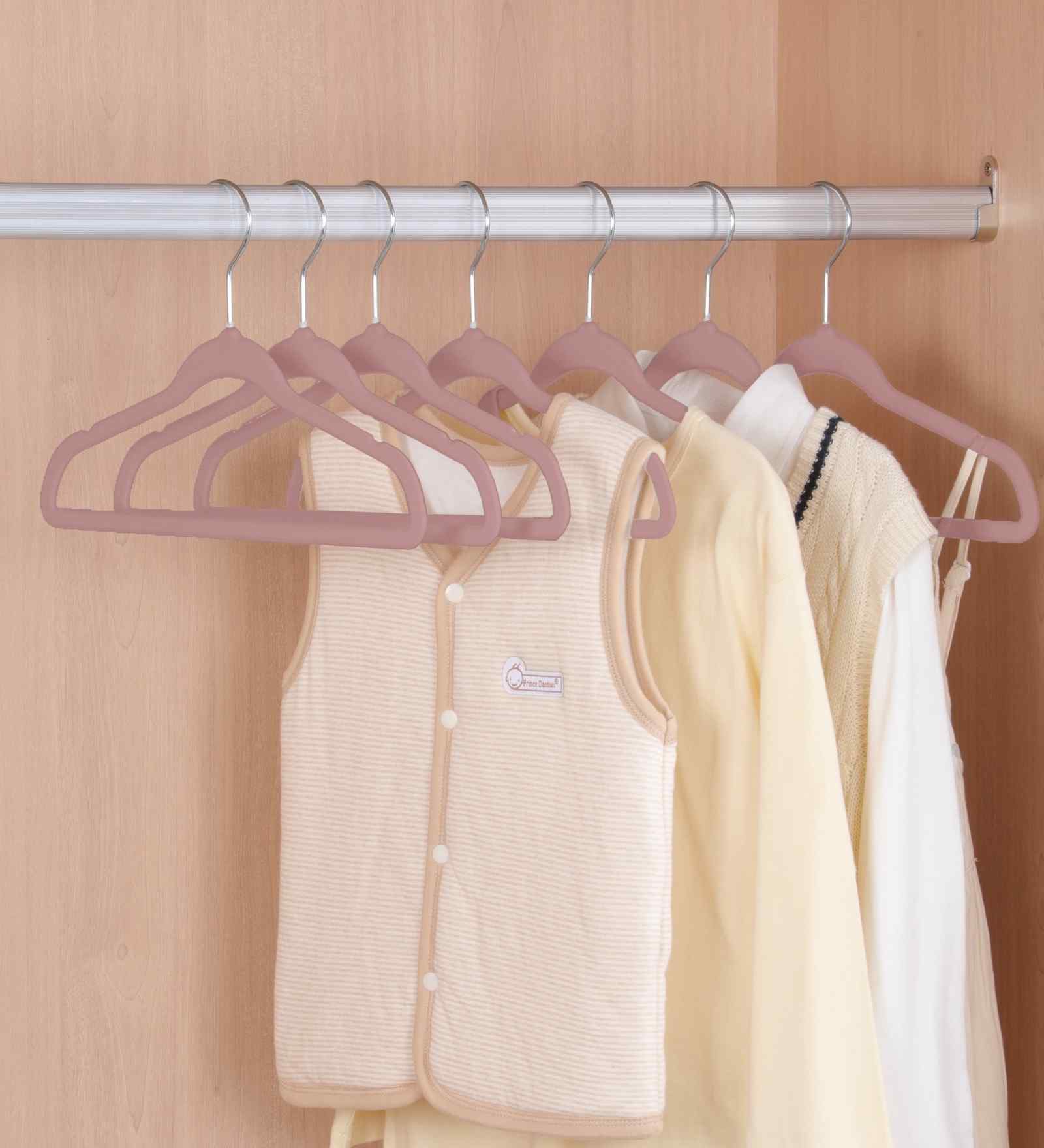 Blush Pink Premium Velvet Kids Hangers with Non-Slip Surface, 360 Swivel Hook, Slim Ergonomic Design