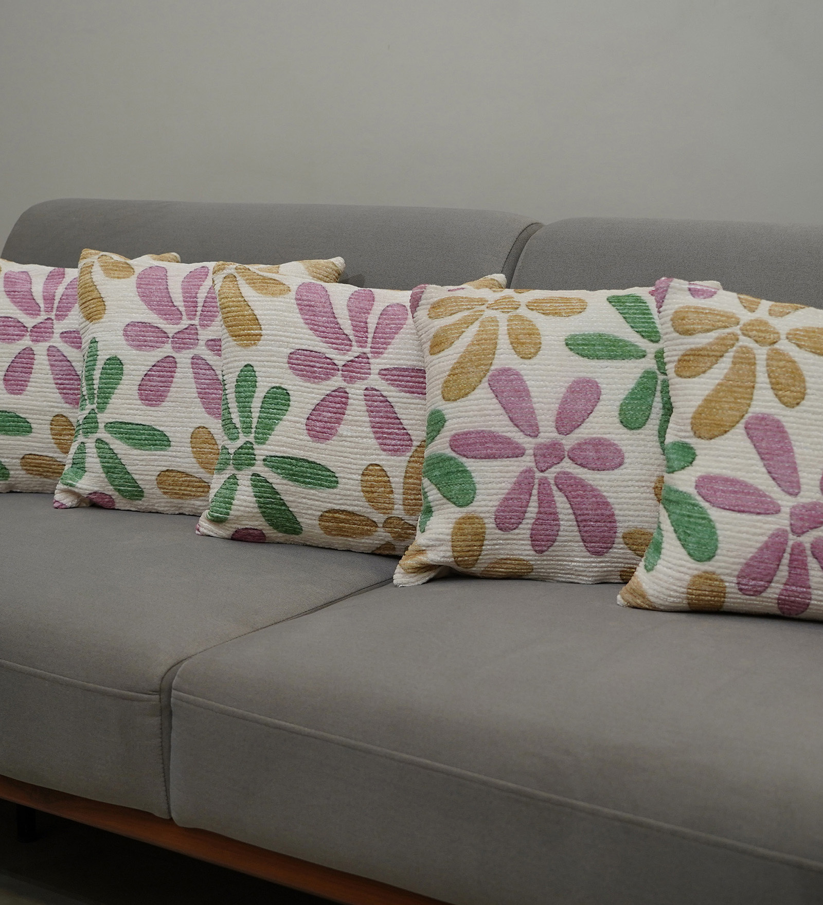 Blush Polyester Floral 18x18 inches Cushion Covers Set of 5