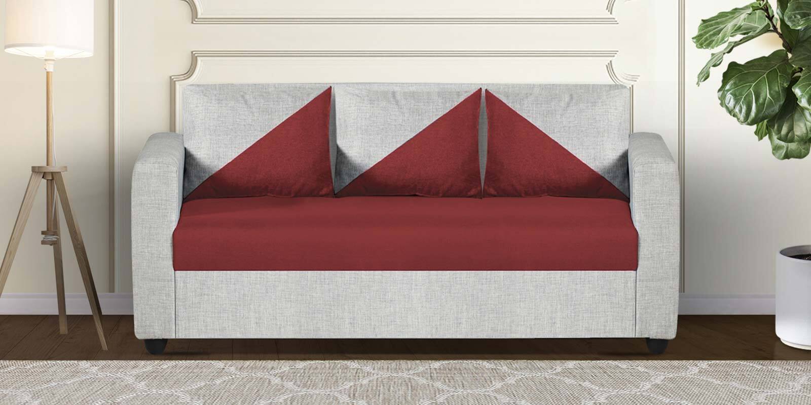 Bliss Fabric 3 Seater Sofa In Royal Grey & Red Colour Bliss Fabric 3 Seater Sofa In Royal Grey & Red Colour