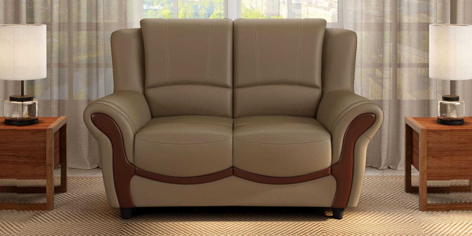 Blos Leatherette 2 Seater Sofas In Grey Color