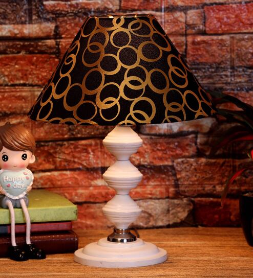Fegan Black & Gold Fabric Shade Night Lamp With Metal Base