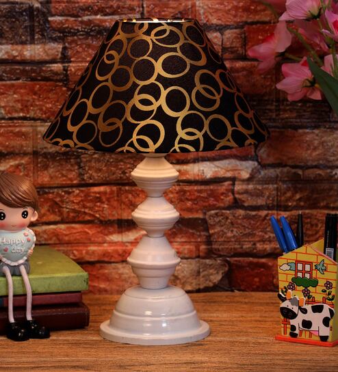 Black & Gold Shade Table Lamp With Metal Base By Foziq