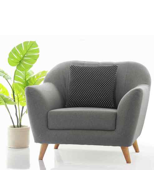 Black & Natural 100% Cotton Tiny Check 16X16 Inches Knitted Cushion Cover