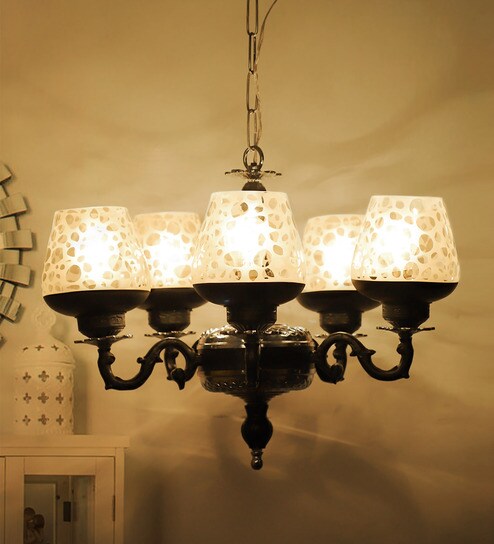 Buy Black Silver Aluminum Glass Gothic 5 Light Chandelier By