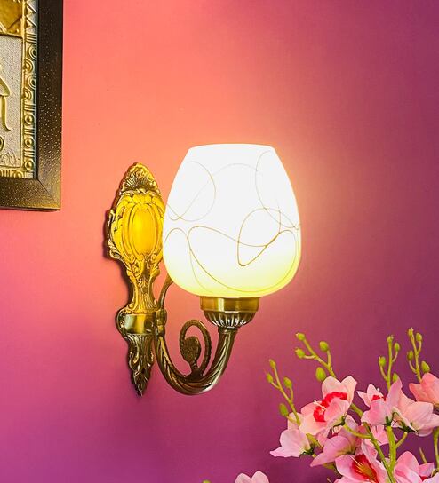 Black & White B22 holder Metal & Glass Uplight Wall Scone