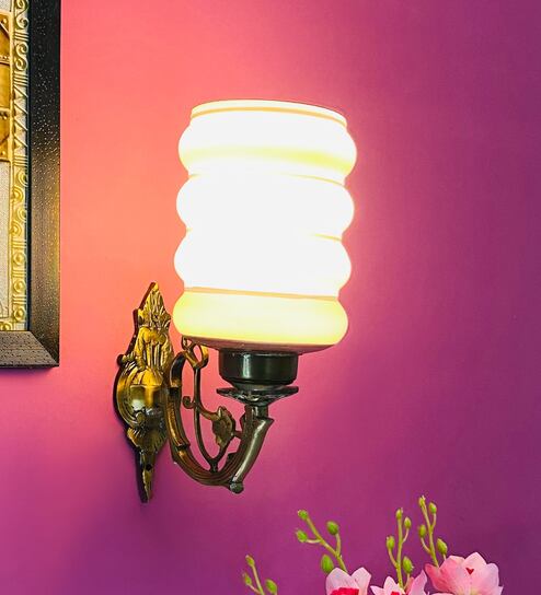 Black & White B22 holder Metal & Glass Uplight Wall Scone