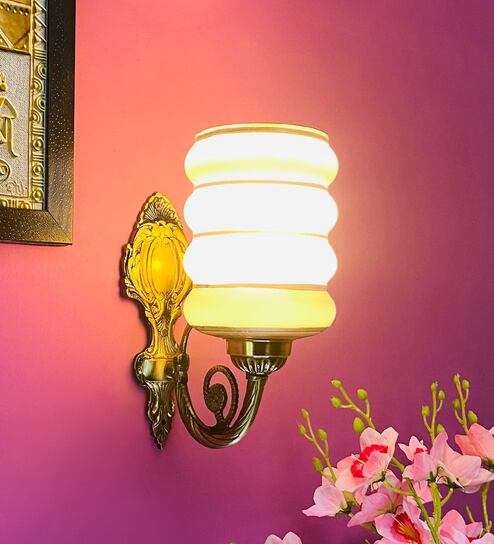 Black & White B22 holder Metal & Glass Uplight Wall Scone