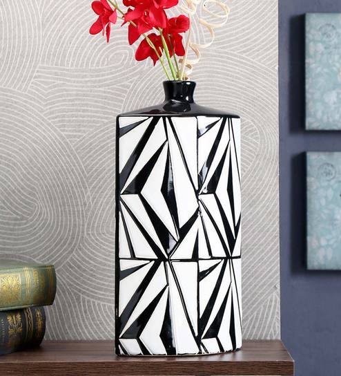 Buy Black White Noir Blanc Geometric Ceramic Vase By Home