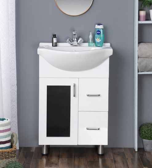 Buy Pvc Floor Rested Bathroom Vanity In Black White By Jj