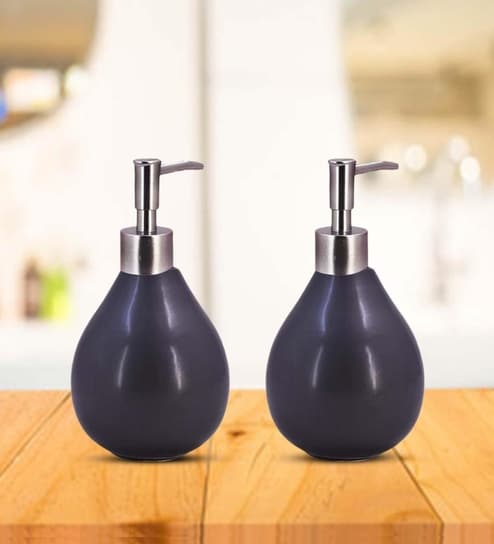 Black 300 ml Ceramic Liquid Soap Dispenser (Set of 2) 