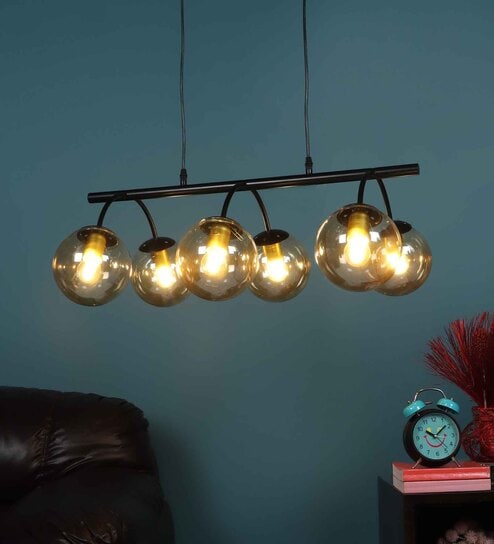 Healy Black Glass Globe Chandelier