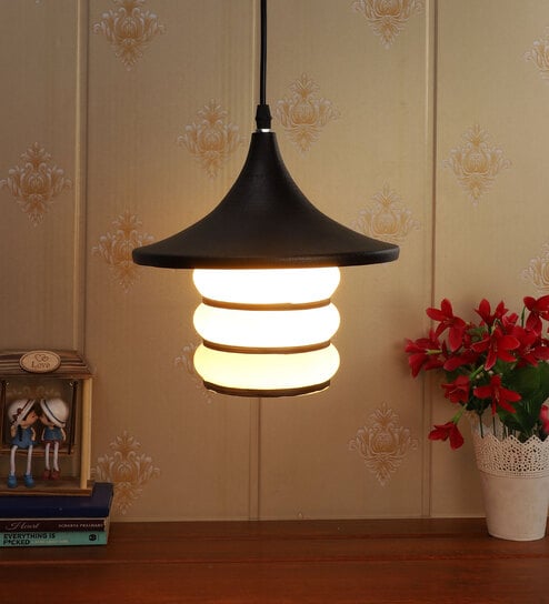 Black And Gold Metal Single Hanging Light By Foziq