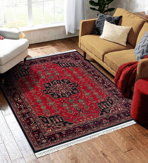 Black and Maroon Persian 5x7 Feet Machine Made Carpet