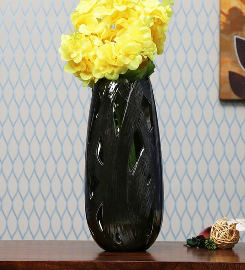 Buy Black Cutwork Large Ceramic Vase By Home Online Table Vases