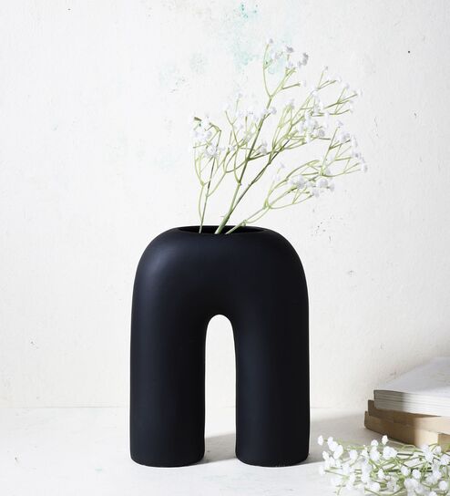 Black Ceramic Vase by The Decor Mart