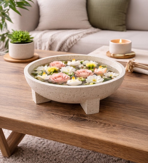 Black Charcoal Elegant Centerpiece Urli Bowl