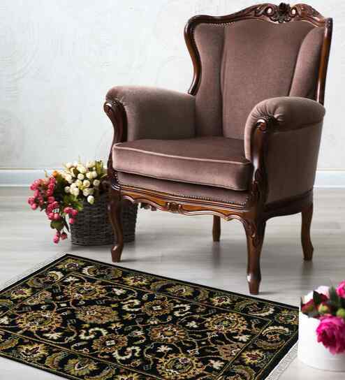 Black Persian Wool 2x3 Feet Handmade  Dhurrie