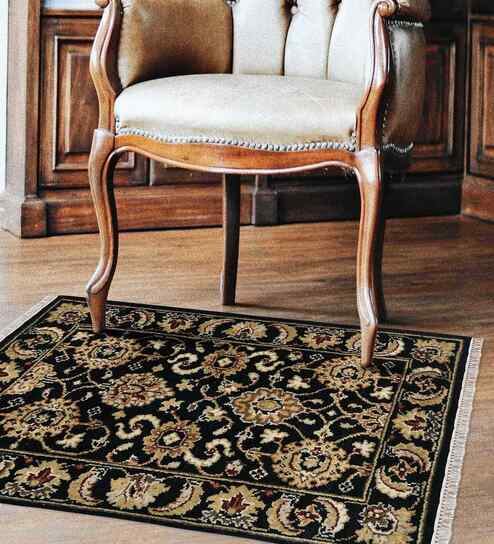 Black Persian Wool 2x3 Feet Handmade  Dhurrie