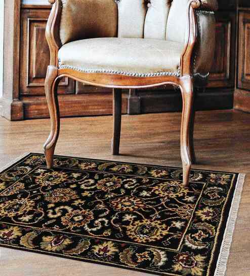 Black Persian Wool 2x3 Feet Handmade  Dhurrie