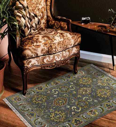 Black Persian Wool 2x3 Feet Handmade  Dhurrie