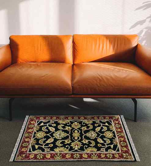 Black Persian Wool 2x3 Feet Handmade  Dhurrie