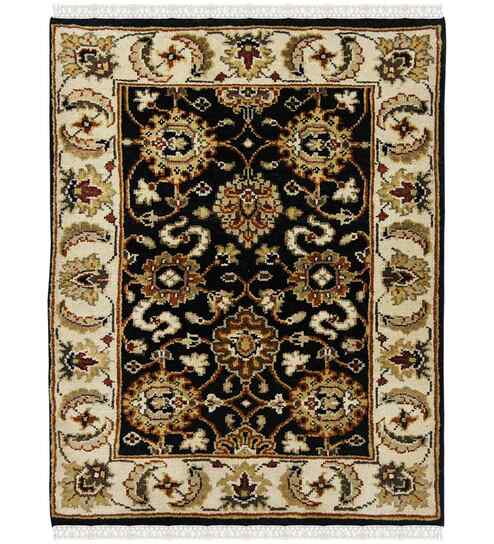 Black Persian Wool 2x3 Feet Handmade  Dhurrie