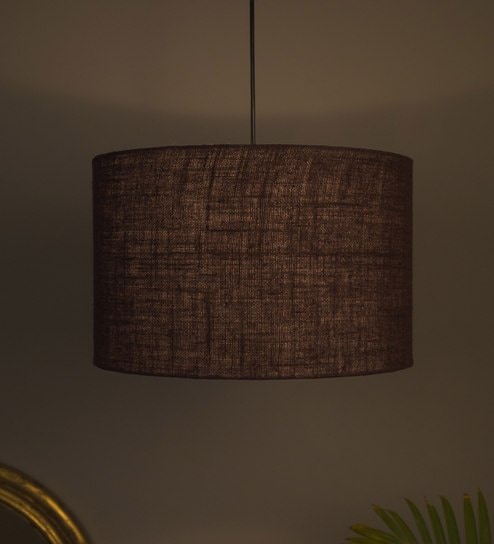 Buy Brown Fabric Hanging Light By Grated Ginger Online