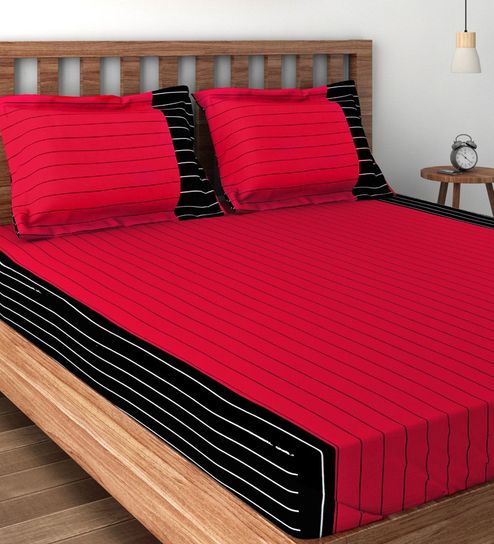 Cotton 180TC Queen Size Bedsheet with 2 Pillow Covers