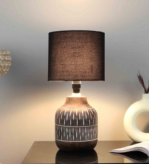 Buy Black Art Beige Glass Shade Table LED Lamp With Antique Brass Base By  POSH N PLUSH at 66% OFF by POSH N PLUSH