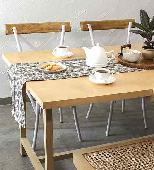 Black Cotton Textured Table Runner